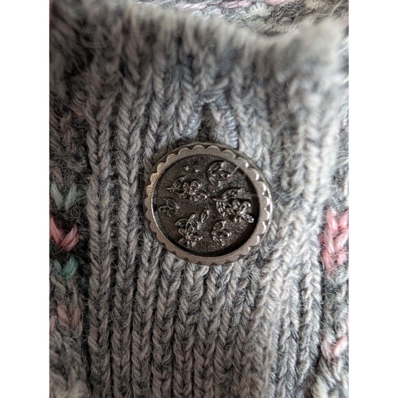 VTG Northern Reflections Women's Sweater Cardigan Floral Wool Blend Size L Gray - Picture 3 of 16